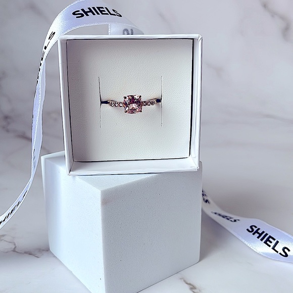 Rose Gold Plated Sterling Silver Simulated Morganite and Zirconia Ring (Size M) - Picture 7 of 7